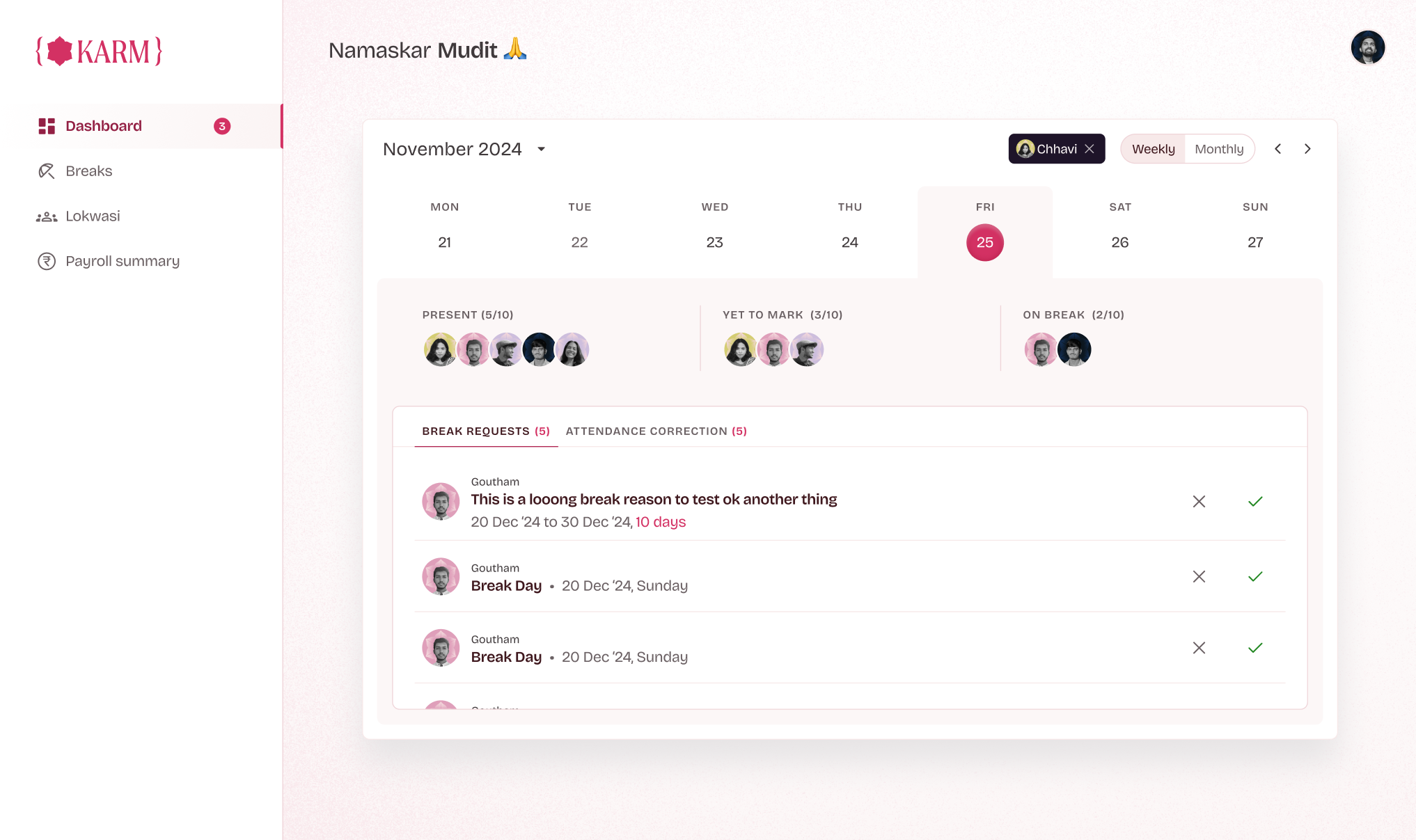 Karm Dashboard Default